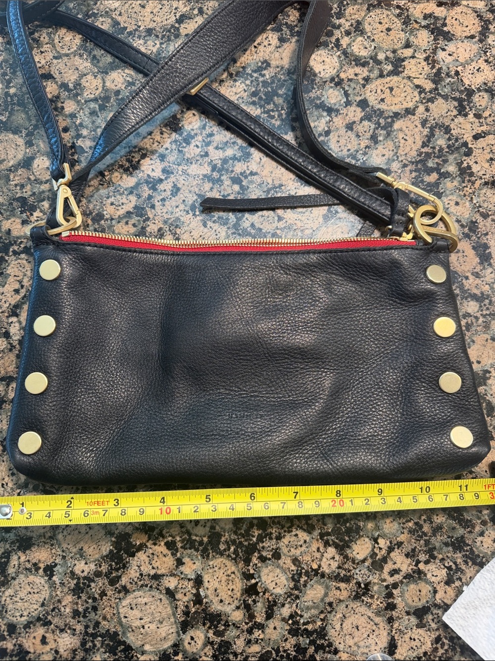 Hammitt Kyle Black Leather Crossbody with Gold Studs and Red Zip - Picture 11 of 12
